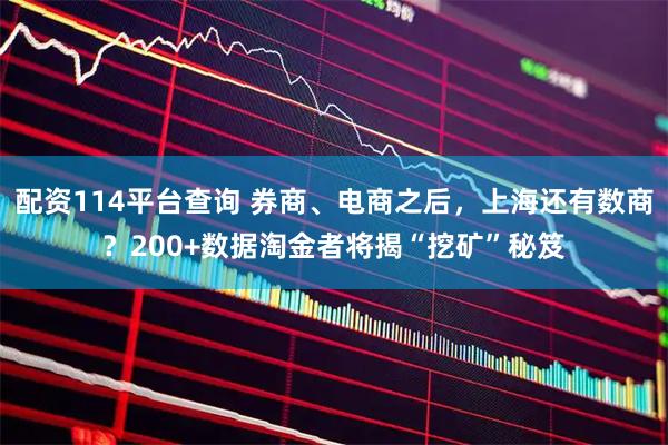配资114平台查询 券商、电商之后，上海还有数商？200+数据淘金者将揭“挖矿”秘笈
